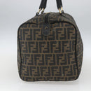 FENDI Zucca Canvas Boston Bag Brown Black Auth 157227-4
