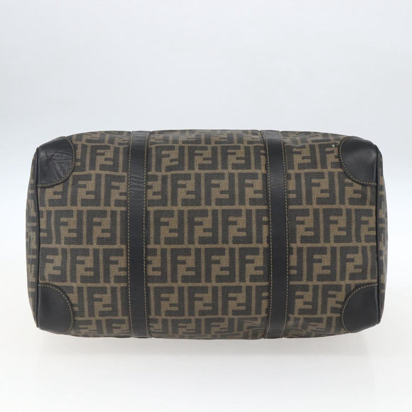 FENDI Zucca Canvas Boston Bag Brown Black Auth 157227