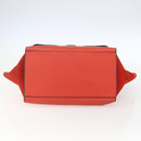 CELINE Trapeze Hand Bag Leather 2way Red Silver Auth 157228-11