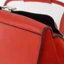 CELINE Trapeze Hand Bag Leather 2way Red Silver Auth 157228-12