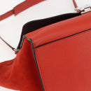 CELINE Trapeze Hand Bag Leather 2way Red Silver Auth 157228-13