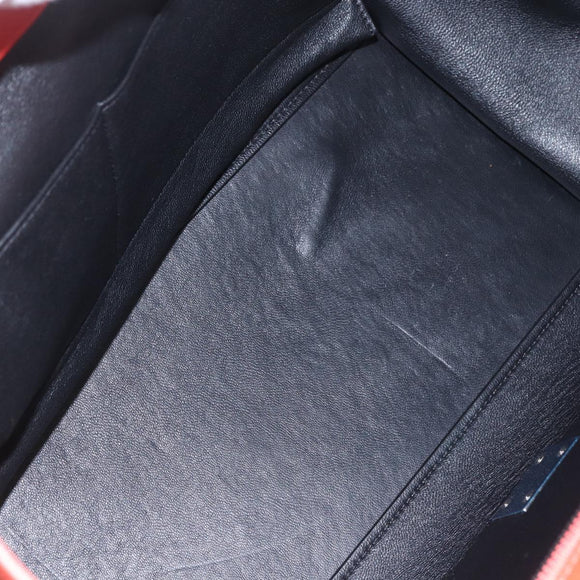 CELINE Trapeze Hand Bag Leather 2way Red Silver Auth 157228