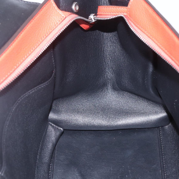 CELINE Trapeze Hand Bag Leather 2way Red Silver Auth 157228