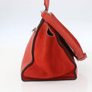 CELINE Trapeze Hand Bag Leather 2way Red Silver Auth 157228-4