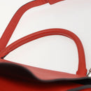 CELINE Trapeze Hand Bag Leather 2way Red Silver Auth 157228-8