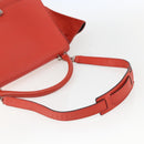 CELINE Trapeze Hand Bag Leather 2way Red Silver Auth 157228-9