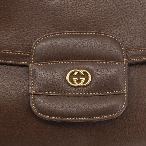 GUCCI Shoulder Bag Leather Brown Gold 001 116 0912 Auth 157232