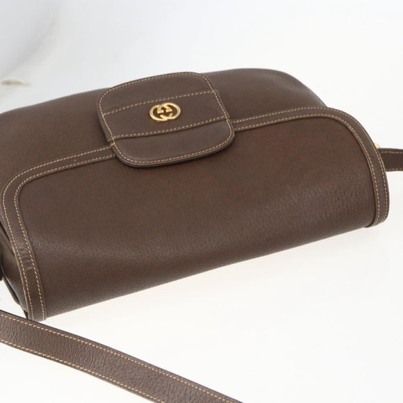 GUCCI Shoulder Bag Leather Brown Gold 001 116 0912 Auth 157232