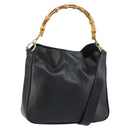 GUCCI Bamboo Shoulder Bag Leather 2way Black Gold 001 2123 1633 Auth 157233-1