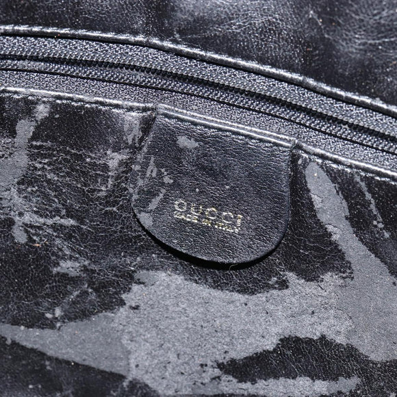 GUCCI Bamboo Shoulder Bag Leather 2way Black Gold 001 2123 1633 Auth 157233