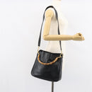 GUCCI Bamboo Shoulder Bag Leather 2way Black Gold 001 2123 1633 Auth 157233-22