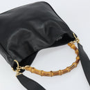 GUCCI Bamboo Shoulder Bag Leather 2way Black Gold 001 2123 1633 Auth 157233-6
