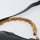 GUCCI Bamboo Shoulder Bag Leather 2way Black Gold 001 2123 1633 Auth 157233-8