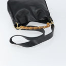GUCCI Bamboo Shoulder Bag Leather 2way Black Gold 001 2123 1633 Auth 157233-9