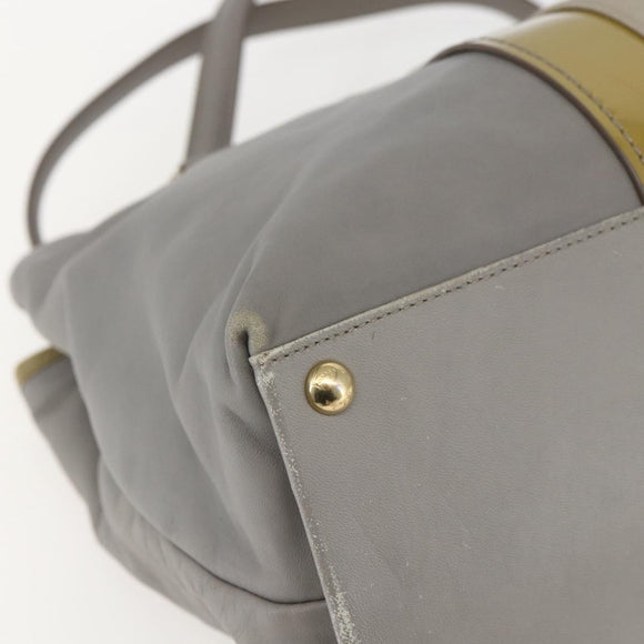 Salvatore Ferragamo Vala Tote Bag Leather Gray Gold Auth 157235