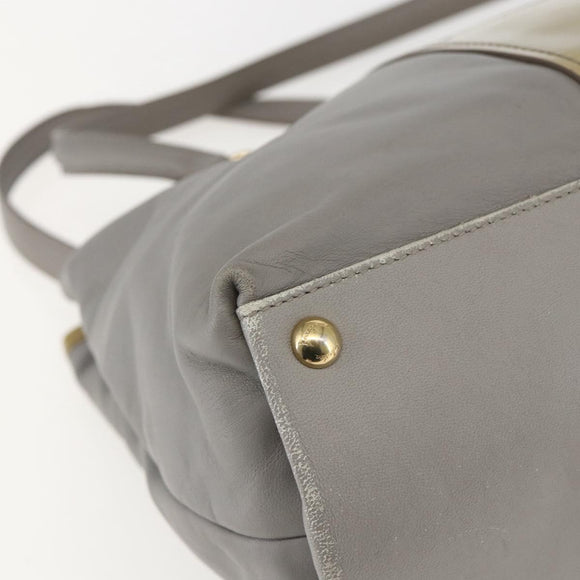 Salvatore Ferragamo Vala Tote Bag Leather Gray Gold Auth 157235