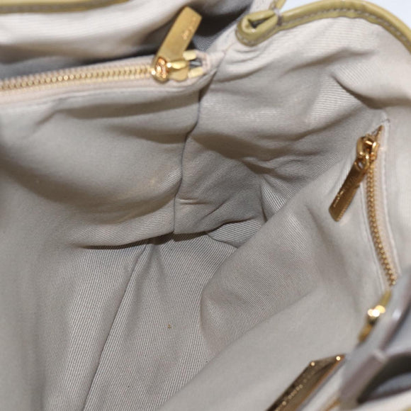 Salvatore Ferragamo Vala Tote Bag Leather Gray Gold Auth 157235