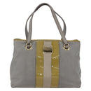 Salvatore Ferragamo Vala Tote Bag Leather Gray Gold Auth 157235-2