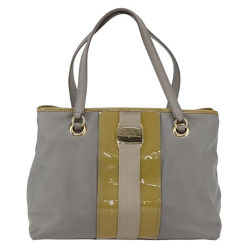 Salvatore Ferragamo Vala Tote Bag Leather Gray Gold Auth 157235 - 0
