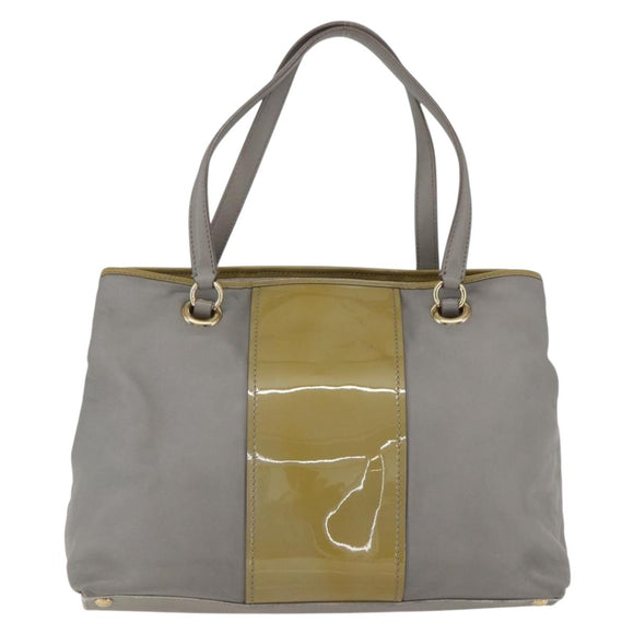 Salvatore Ferragamo Vala Tote Bag Leather Gray Gold Auth 157235