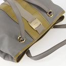 Salvatore Ferragamo Vala Tote Bag Leather Gray Gold Auth 157235-6