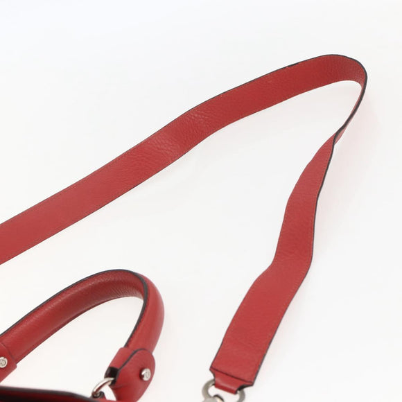 Salvatore Ferragamo Gancini Hand Bag Leather 2way Red Silver Auth 157236