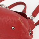 Salvatore Ferragamo Gancini Hand Bag Leather 2way Red Silver Auth 157236-15