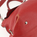 Salvatore Ferragamo Gancini Hand Bag Leather 2way Red Silver Auth 157236-16