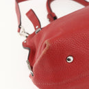 Salvatore Ferragamo Gancini Hand Bag Leather 2way Red Silver Auth 157236-10