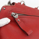 Salvatore Ferragamo Gancini Hand Bag Leather 2way Red Silver Auth 157236-18