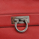 Salvatore Ferragamo Gancini Hand Bag Leather 2way Red Silver Auth 157236-19