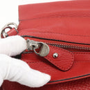 Salvatore Ferragamo Gancini Hand Bag Leather 2way Red Silver Auth 157236-20