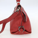 Salvatore Ferragamo Gancini Hand Bag Leather 2way Red Silver Auth 157236-4