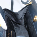 Salvatore Ferragamo Gancini Hand Bag Leather 2way Navy Gold Auth 157237-19