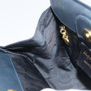 Salvatore Ferragamo Gancini Hand Bag Leather 2way Navy Gold Auth 157237-20