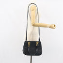 Salvatore Ferragamo Gancini Hand Bag Leather 2way Navy Gold Auth 157237-23