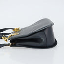 Salvatore Ferragamo Gancini Hand Bag Leather 2way Navy Gold Auth 157237-5