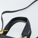 Salvatore Ferragamo Gancini Hand Bag Leather 2way Navy Gold Auth 157237-8