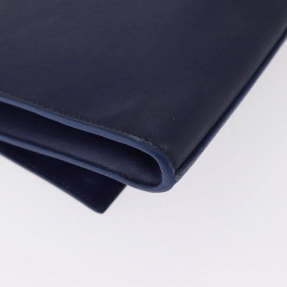 SAINT LAURENT Y line Clutch Bag Leather Blue Gold Auth 157238V