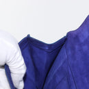 SAINT LAURENT Y line Clutch Bag Leather Blue Gold Auth 157238V-19