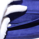 SAINT LAURENT Y line Clutch Bag Leather Blue Gold Auth 157238V-11