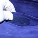 SAINT LAURENT Y line Clutch Bag Leather Blue Gold Auth 157238V-12