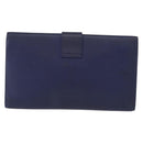 SAINT LAURENT Y line Clutch Bag Leather Blue Gold Auth 157238V-2