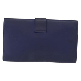 SAINT LAURENT Y line Clutch Bag Leather Blue Gold Auth 157238V - 0