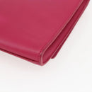 SAINT LAURENT Y line Clutch Bag Leather Pink Gold Auth 157239V-10