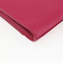 SAINT LAURENT Y line Clutch Bag Leather Pink Gold Auth 157239V-11