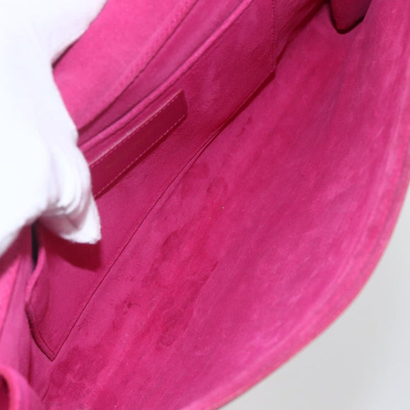 SAINT LAURENT Y line Clutch Bag Leather Pink Gold Auth 157239V