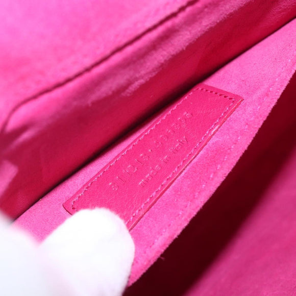 SAINT LAURENT Y line Clutch Bag Leather Pink Gold Auth 157239V