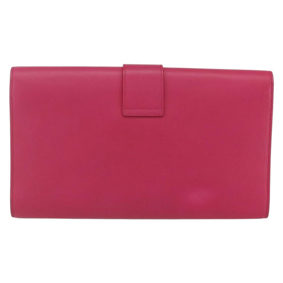 SAINT LAURENT Y line Clutch Bag Leather Pink Gold Auth 157239V