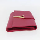 SAINT LAURENT Y line Clutch Bag Leather Pink Gold Auth 157239V-5